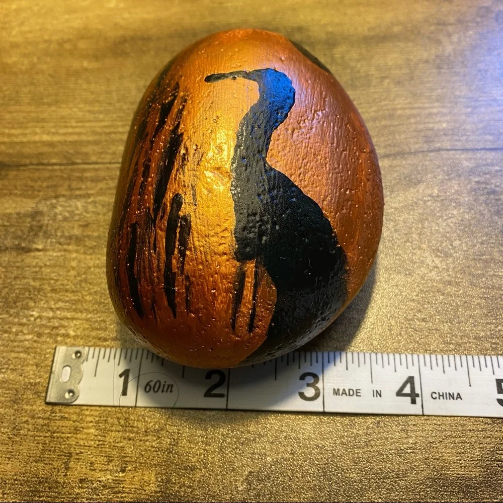 Large CRANE hand crafted painted garden aquarium or decor rock